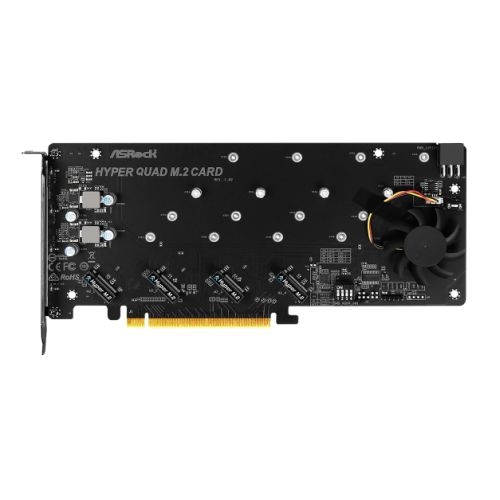 Asrock Hyper Quad M.2 Card, 4x Hyper M.2 NVMe, PCIe 4.0 x16, 64Gb/s, Intel VROC