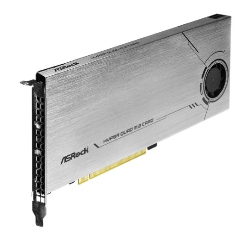 Asrock Hyper Quad M.2 Card, 4x Hyper M.2 NVMe, PCIe 4.0 x16, 64Gb/s, Intel VROC